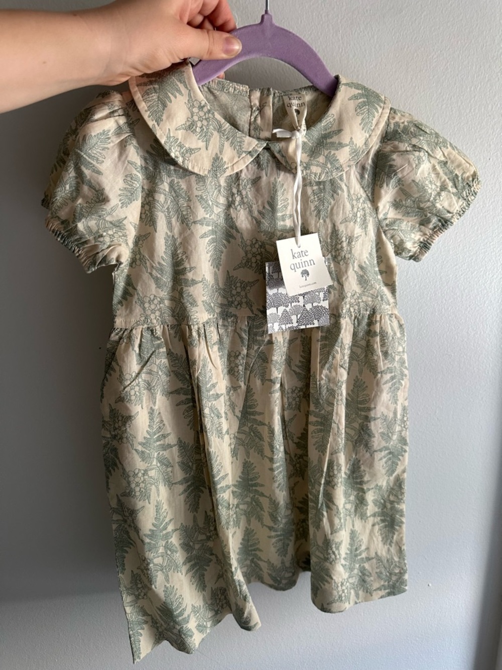 kate quinn jade fern blossom print dress with peter pan collar NWT